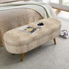 Sapphtopaz Pleated Fabric Ottoman with Storage, Upholstered Oval Ottoman Bench with Rubber Wood Legs, Multi-Functional Footstool or Seat - 2 of 4