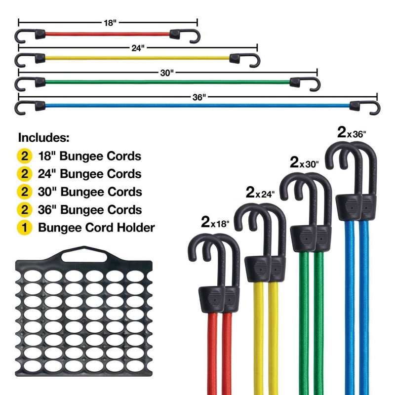Wrap-It Bungee Buddy 8 Bungee Cords and Organizer, 4 of 11
