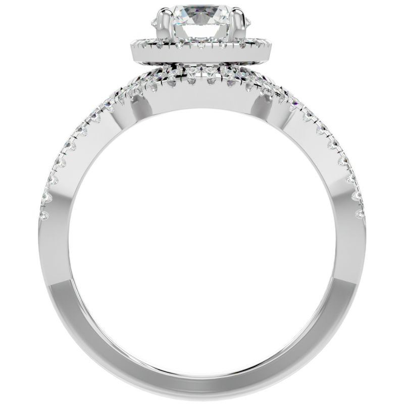 Pompeii3 1 1/2Ct Diamond & Moissanite Halo Engagement Ring in 10k Gold, 3 of 6