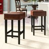 26.75" Faux Leather Backless Counter Height Barstools, Set of 2 with Padded Seats and Solid Wood Frame for Kitchen - 4 of 4