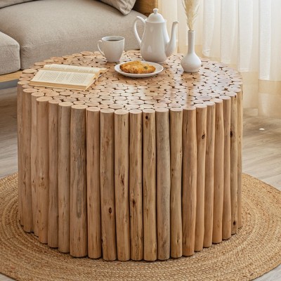 GlasFlength Coffee Tables, Minimalist Coffee Tables, Space-Saving Solution,  Ideal for Living Rooms,  Beige, 32"*32"*17"