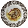Spode Woodland Turkey Dinner Plate - Thanksgiving Tableware, Collectible Holiday Dish with British Flowers Border, 10.5 Inch Fine Earthenware - 2 of 4