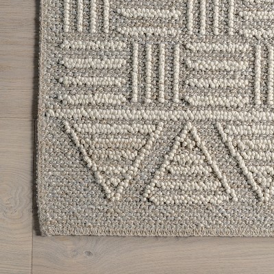 Demetra Beige Geometric Flat Woven Synthetic Area Rug