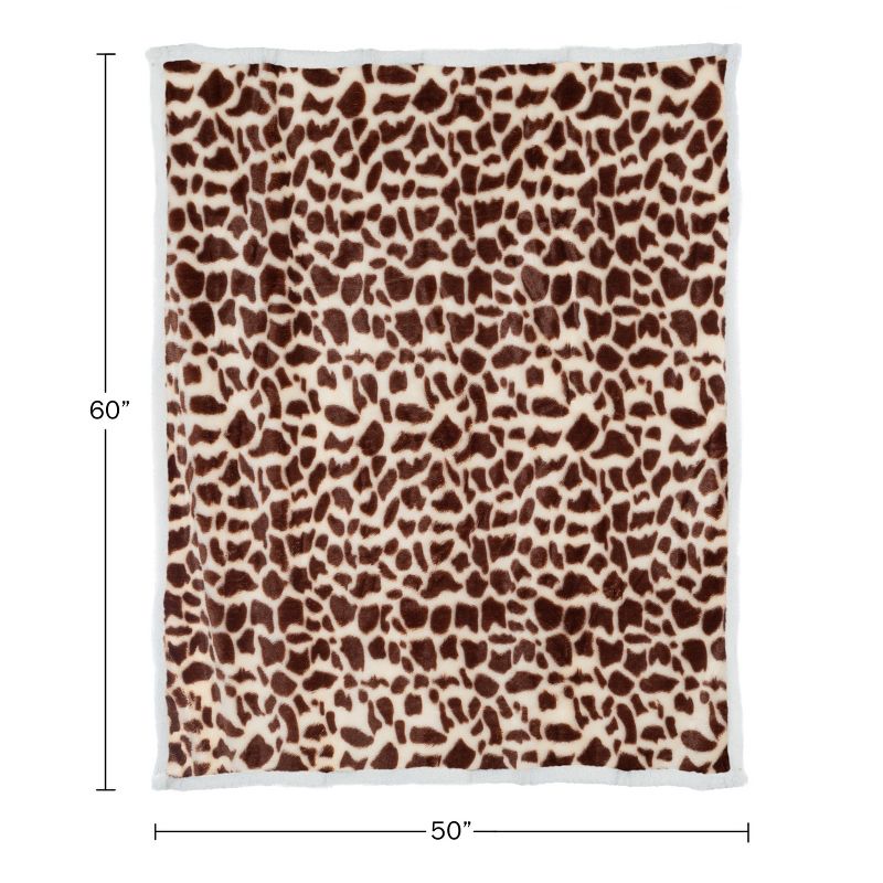 Hastings Home Giraffe Print Fleece Blanket Throw - 50" x 60", Brown/Ivory, 5 of 9