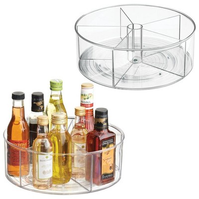 iDesign Set of 2 Divided 11.5-inch Lazy Susan for Kitchen Storage, Clear