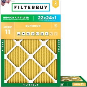 Filterbuy 22x24x1 Air Filter (2-Pack), Pleated MERV 11 Allergen Defense Replacement HVAC AC Furnace Filters (Actual Size: 21.50 x 23.50 x 0.75) - 1 of 4