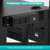 Garvee Height Adjustable AV Cart with Lockable Storage - Durable Black Steel Cart with 3 Shelves, Integrated Power Strip - 3 of 4