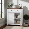 Farmhouse Coffee Bar Storage Cabinet with Drawer & Adjustable Shelf, White Buffet Cabinet with Walnut Countertop for Kitchen, Dining, Entryway - 2 of 4