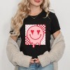 Simply Sage Market Women' Valentine Smiley Checkered Short Sleeve Graphic Tee - 2 of 4