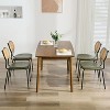 TYBOATLE Dining Chairs Set of 2, Mid-Century Modern Rattan Back Chairs with Black Faux Leather, Metal Legs, Boho Cane Chairs for Dining Room - 2 of 4