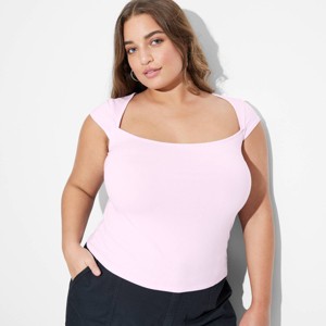 Women's Cap Sleeve Portrait Neck T-Shirt - Wild Fable™ - 1 of 3