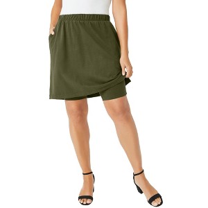 Jessica London Women's Plus Size Everyday Stretch Cotton Skort - 1 of 4