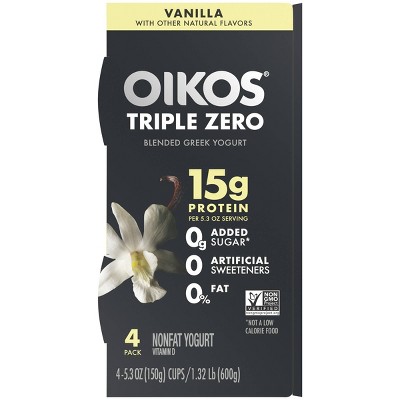 Oikos Triple Zero Vanilla Greek Yogurt - 4ct/5.3oz Cups