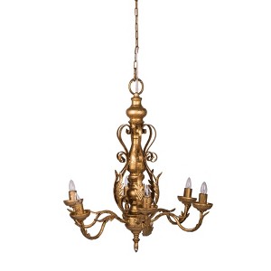 Classic Vintage Chandelier Gold/White - A&B Home: 6-Light, Metal, No Assembly, UL Listed - 1 of 4