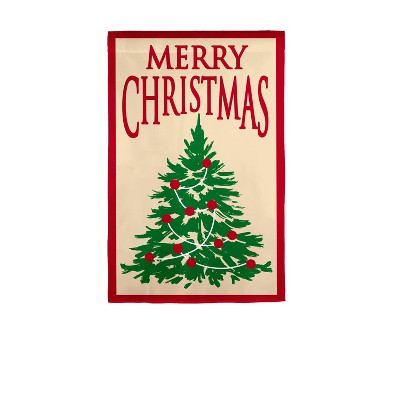 Evergreen Decorated Christmas Tree Garden Applique Flag