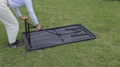 Gray Foldable Plastic and Steel Outdoor Picnic Table Set