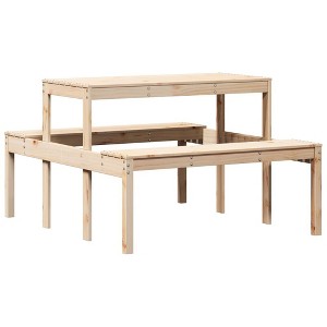 vidaXL Picnic Table Natural Solid Pine Wood Medium Seats Many - 1 of 4