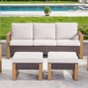 POCASSY 75" Wide Outdoor Sofa Outdoor Furniture Sets, All-Weather Brown Wicker Rattan Outdoor Couch with Ottomans and Cushions for Porch Balcony - 2 of 4