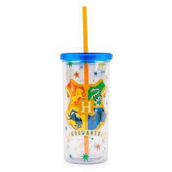 Harry Potter Hogwarts Travel Cup with Straw, 22 oz - Acrylic Tumbler with  Gold Hogwarts Crest Design - Gift for Kids and Adults