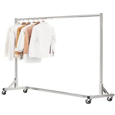 Simple Trending Industrial Grade Z Base 70in extra long Clothes Garment Rack, Commercial Grade Rolling Clothing Rack,Chrome
