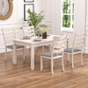 VECELO Rustic Wooden Dining Chairs, Rubber Wood Kitchen Chairs with Padded Seat & Elegant Hollowed Backrest, Gray - 2 of 4