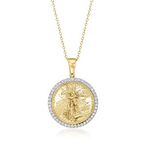 Ross-Simons 0.50 ct. t.w. Diamond Replica Liberty Coin Pendant Necklace in 18kt Gold Over Sterling Size 16 - 1 of 3