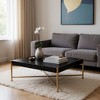HomeRoots 42" Black and Gold Solid Wood and Steel Square Coffee Table - 2 of 4
