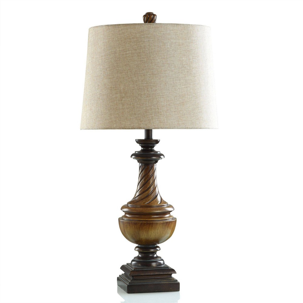 Photos - Floodlight / Street Light Toffee Wood Traditional Two-Tone Brown Swirled Table Lamp - StyleCraft