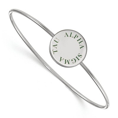 Black Bow Jewelry Sterling Silver Alpha Sigma Tau Greek Life Bangle Bracelet 8 Inch