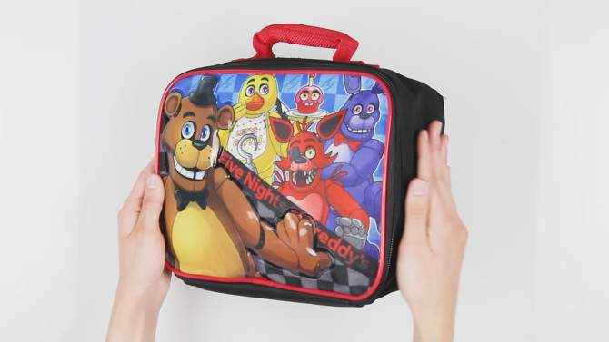 Five Night's At Freddy's FNAF Insulated Lunch Box Tote Bag Black, 2 of 6, play video