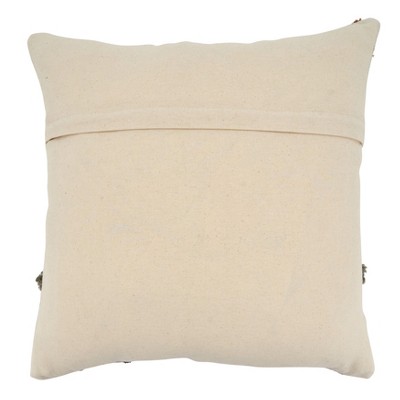 20" Square Multicolor Cotton Embroidered Throw Pillow