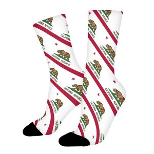 Vintage California Republic State Flag Women Printed Crew Socks Funny Funky Socks Soft Polyester Novelty Gifts for Artists Men - 1 of 1