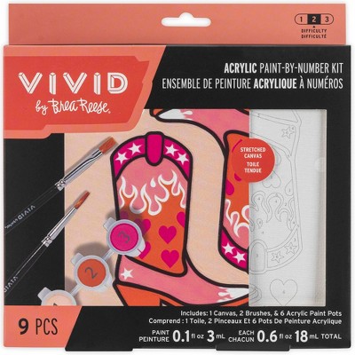 Vivid by Brea Reese: Acrylic Mini Paint-By-Number Kit – Cowgirl Boot - 6 x 6"