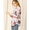 Allegra K Women's Floral Loose V Neck Long Sleeve Button-Up Shirt - image 4 of 4