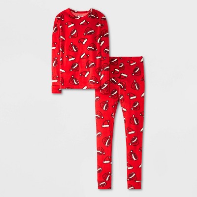 Image of Kids' 2pc Christmas 'Santa Hats' Snuggly Soft Snug Fit Long Sleeve Pajama Set - Cat & Jack™ Red 4