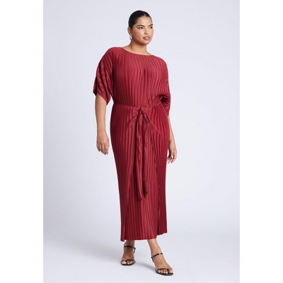 ELOQUII Women's Plus Size Draped Plisse Dress
