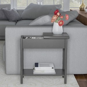 Hasting Home Narrow End Table with Storage Compartment and Shelf - 1 of 4