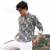 Campus Sutra Men Men's Off-White & Midnight Black Abstract Geometric Shirt - 2 of 4