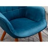 Silky Velvet Contemporary Accent Chair with Diamond Button Tufting and Ottoman - 3 of 4