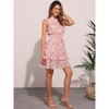Allegra K Women's Regular Fit Floral A-line Smocked Waist Tiered Ruffled Chiffon Mini Dress - 2 of 4