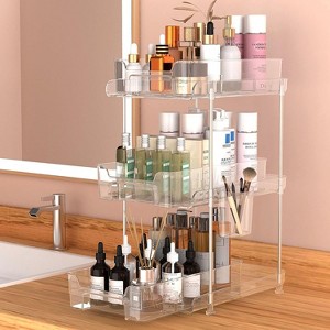 3-Tier Makeup Organizer with Drawers, Acrylic Cosmetic & Skincare Storage Shelf for Vanity, Bathroom Counter - Holds Toiletries, Perfumes - 1 of 4