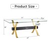 CENGHU Modern Tempered Glass Rectangular Dining Table, Tea Table, Coffee Table with Silver Plated Metal Legs and MDF Crossbars, for Home, Office - 4 of 4