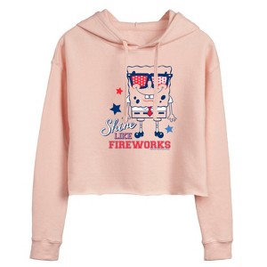 Women's - SpongeBob SquarePants - Shine Like Fireworks Cropped Graphic Hoodie - 1 of 4