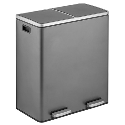 Mdesign Metal Steel 60l Large Dual Compartment Step Trash Can Graphite   GUEST 59bcf859 6a34 4ec6 B7b1 Eb49ac942df7