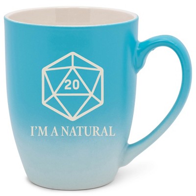 100 North Dice 10 Ounce Blue and White Two Toned Ombre, Comfortably Fits Your Hands, Ceramic Tea Coffee Cup Mug, I'm A Natural
