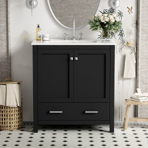 Kumasinova Bathroom Vanity,Storage Cabinet with Sink,1 Drawer,Soft-Close Doors with Built-in Shelves,Solid Wood Frame Vanity Cabinet for Bathrooms - 1 of 4