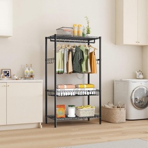 Heavy-Duty Mobile Garment Rack, 3 Level Adjustable Clothing Rail with Lockable Casters, Freestanding Storage for Home - 1 of 4