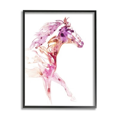 Stupell Industries Abstract Pink Horse Galloping Framed Giclee Art