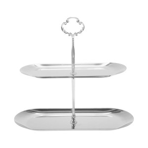 Unique Bargains 2 Tier Dessert Cupcake Stand Flower-Design with Tiered Serving Tray for Donuts Fruit - 1 of 4