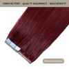 Jessie's Wig 16-26 Inch Tape In Hair Extensions 50g For Women Thin Hair Straight #99J Burgundy 20 Pcs/Pack - 2 of 4